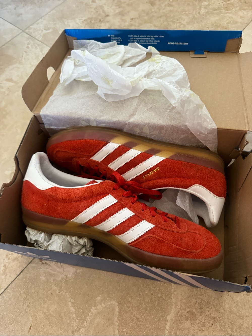 adidas Gazelle Suede Sneakers in Red and White